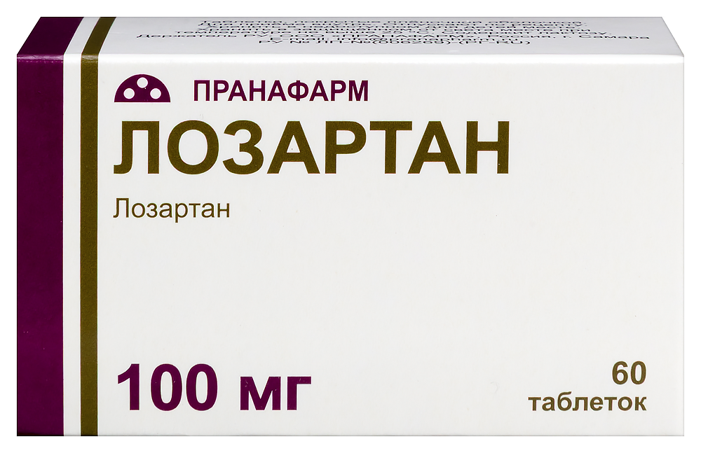Изображение товара Лозартан 100 мг 60 таблеток для снижения давления и профилактики осложнений