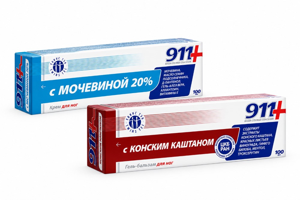 Изображение товара Набор "Идеальные ножки": 911 КРЕМ ДЛЯ НОГ С МОЧЕВИНОЙ 20% 100МЛ + 911 ГЕЛЬ-БАЛЬЗАМ С КОНСКИМ КАШТАНОМ Д/НОГ 100МЛ Изображение товара Набор "Идеальные ножки": 911 КРЕМ ДЛЯ НОГ С МОЧЕВИНОЙ 20% 100МЛ + 911 ГЕЛЬ-БАЛЬЗАМ С КОНСКИМ КАШТАНОМ Д/НОГ 100МЛ