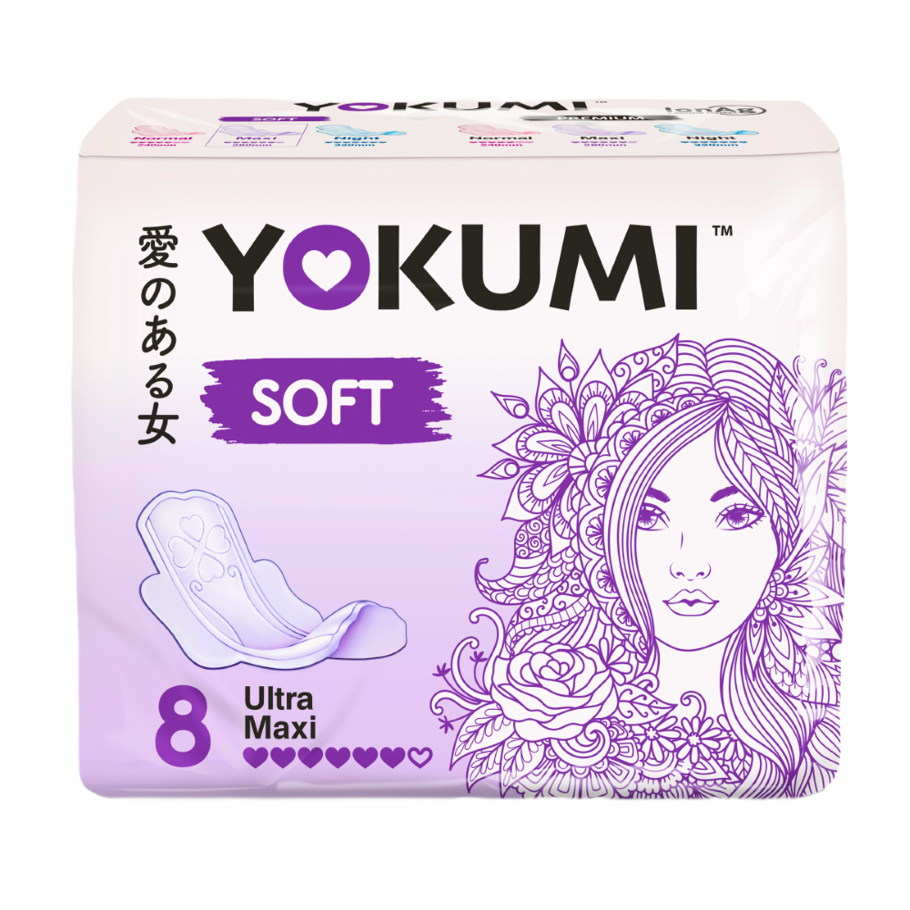 Yokumi прокладки женские гигиенические soft ultra maxi 8 шт. - цена 115  руб., купить в интернет аптеке в Москве Yokumi прокладки женские  гигиенические soft ultra maxi 8 шт., инструкция по применению