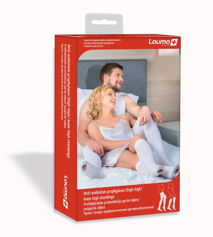 Изображение товара Медицинские компрессионные чулки Lauma 1 класс с отверстием S белые