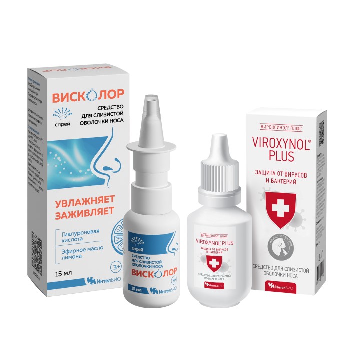 Изображение товара Набор ВИРОКСИНОЛ ПЛЮС 15МЛ ФЛАК средство д/слизистой носа + ВИСКОЛОР средство д/слизистой носа 15МЛ флакон со скидкой