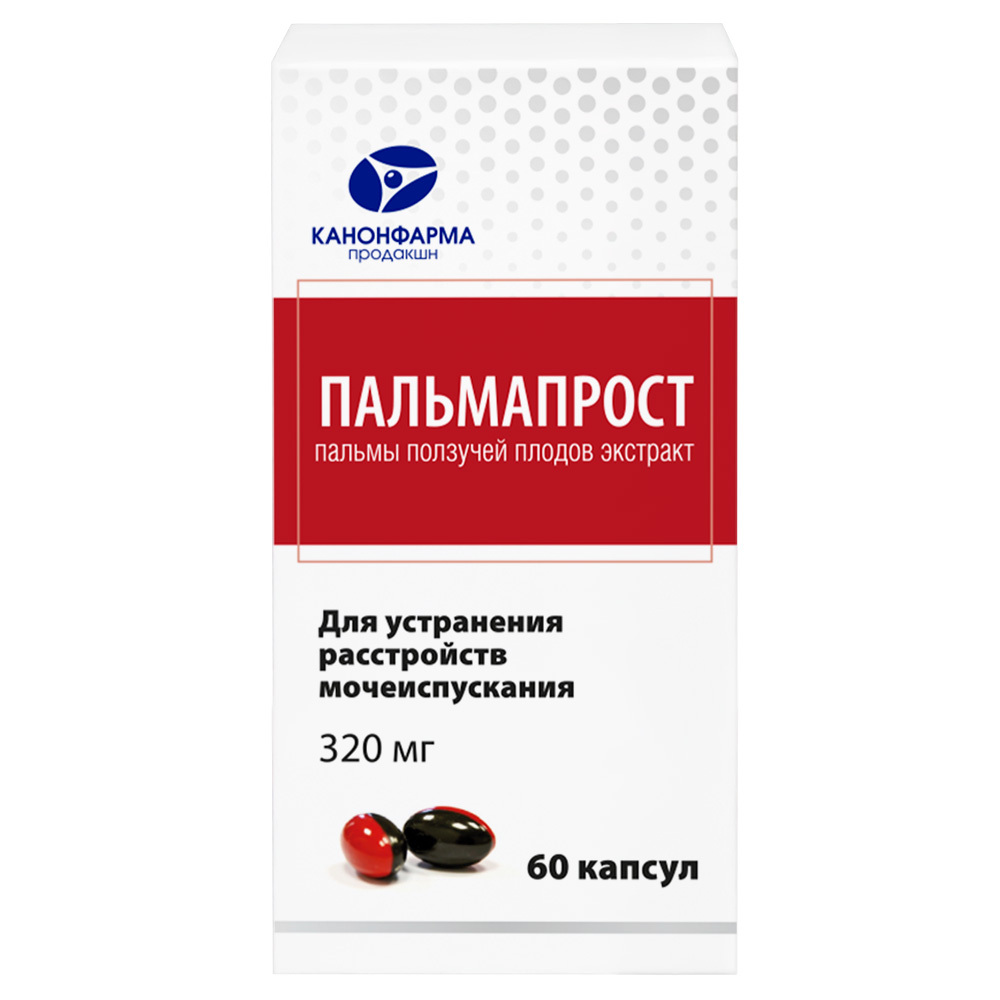 Изображение товара Пальмапрост 320 мг 60 капсул для лечения гиперплазии предстательной железы