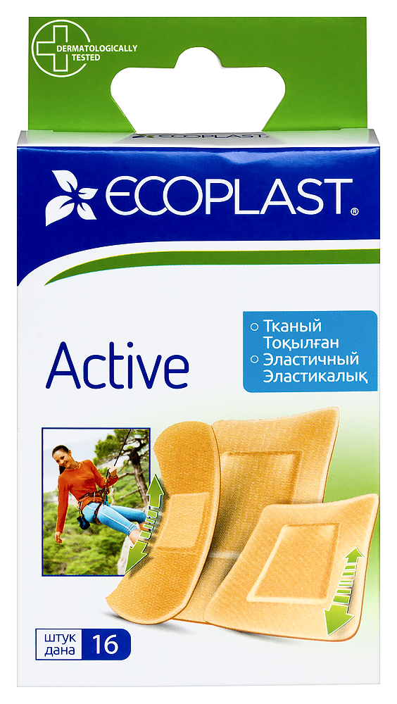 Изображение товара Ecoplast пластырь медицинский тканый (набор) active 16 шт.
