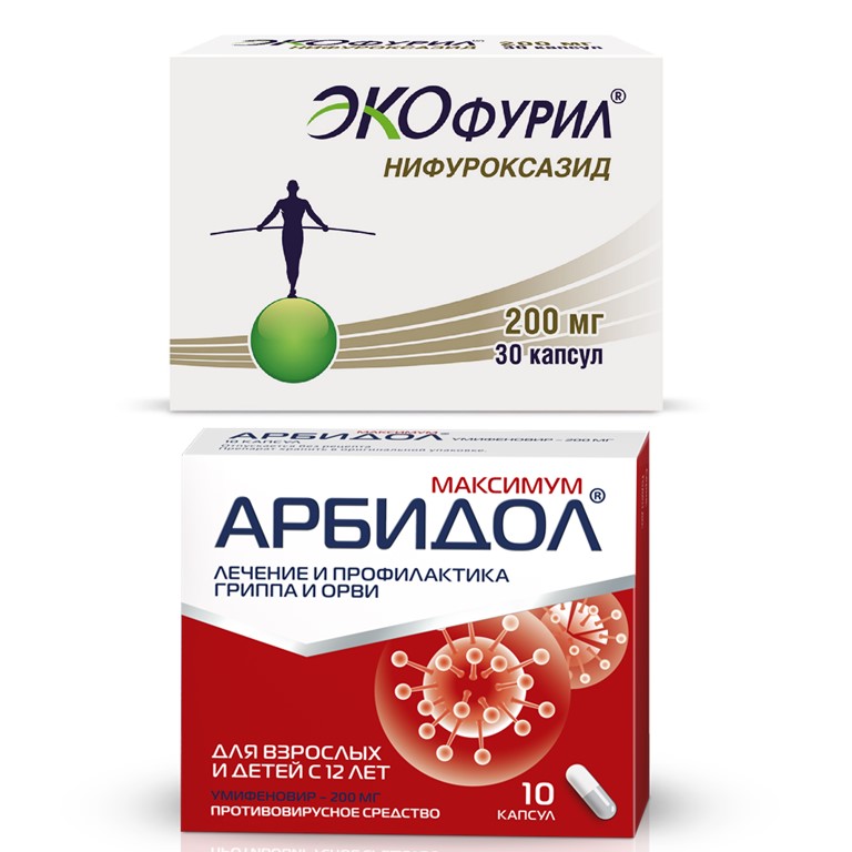 Изображение товара Набор Арбидол Максимум капс 200мг №10 + Экофурил капс 200мг №30 - со скидкой