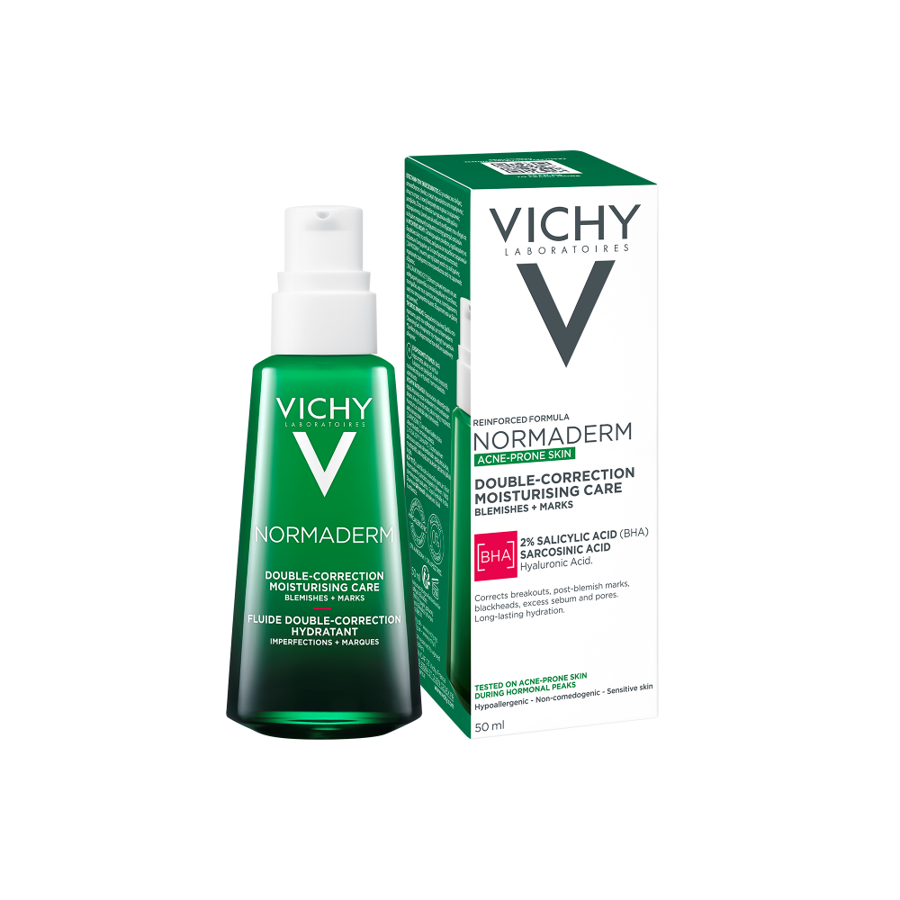 Vichy Normaderm Phytosolution Корректирующий крем-флюид для лица двойного  действия против прыщей и акне с салициловой кислотой, 50 мл - цена 1518  руб., купить в интернет аптеке в Москве Vichy Normaderm Phytosolution  Корректирующий