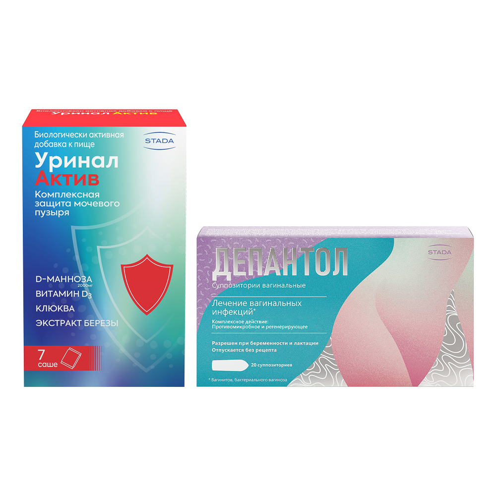 Изображение товара Набор для здоровья женщин Уринал Актив №7 и Депантол суп. №20 по специальной цене Изображение товара Набор для здоровья женщин Уринал Актив №7 и Депантол суп. №20 по специальной цене