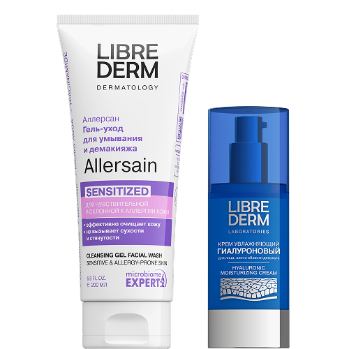 Изображение товара Набор ЛИБРИДЕРМ: крем гиалуроновый + Allersain гель для умывания для чувствительной кожи