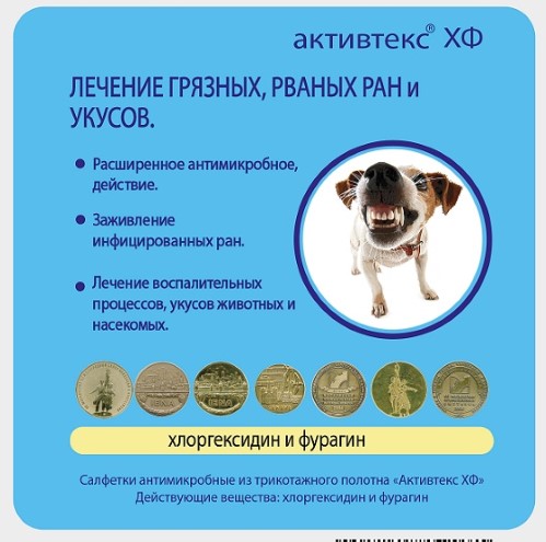 Изображение товара Активтекс ХФ салфетка антимикробная с хлоргексидином и фурагином 10х10 см 1 шт.