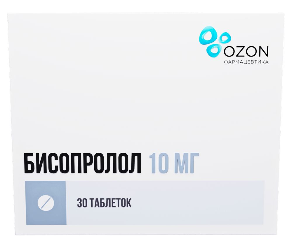 Бисопролол 10 мг 30 шт. таблетки, покрытые пленочной оболочкой - цена 63  руб., купить в интернет аптеке в Москве Бисопролол 10 мг 30 шт. таблетки,  покрытые пленочной оболочкой, инструкция по применению