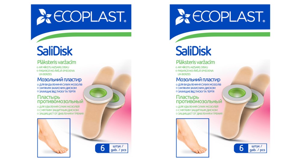 Изображение товара Набор ECOPLAST ПЛАСТЫРЬ ПРОТИВОМОЗОЛЬНЫЙ SALIDISK 72Х19ММ N6 + ECOPLAST ПЛАСТЫРЬ ПРОТИВОМОЗОЛЬНЫЙ SALIDISK 72Х19ММ N6 со скидкой
