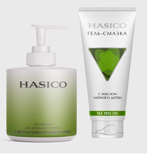 Изображение товара Набор из 2х средств HASICO: гель для интимной гигиены с экстрактами опунции и оливы + ГЕЛЬ-СМАЗКА С МАСЛОМ ЧАЙНОГО ДЕРЕВА 100МЛ