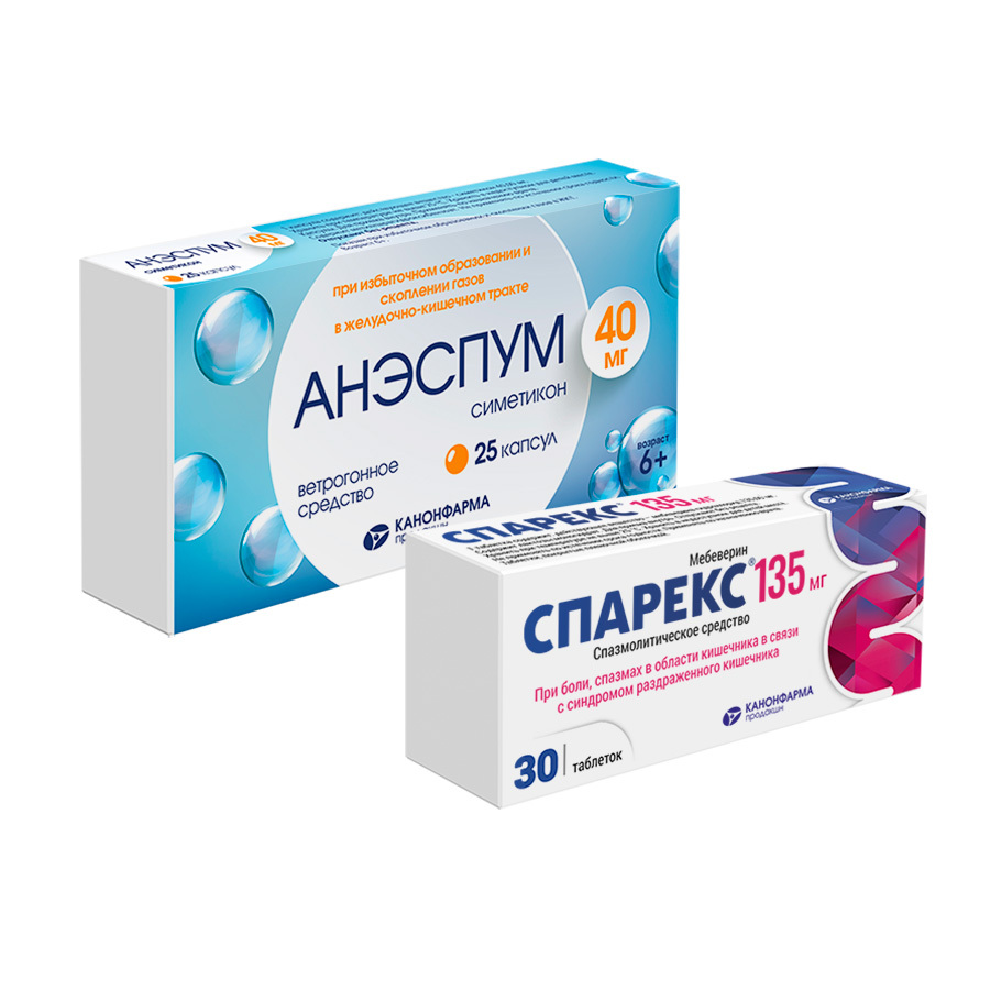 Изображение товара Набор Спарекс 135 мг 30 шт + Анэспум 40 мг 25 шт со скидкой