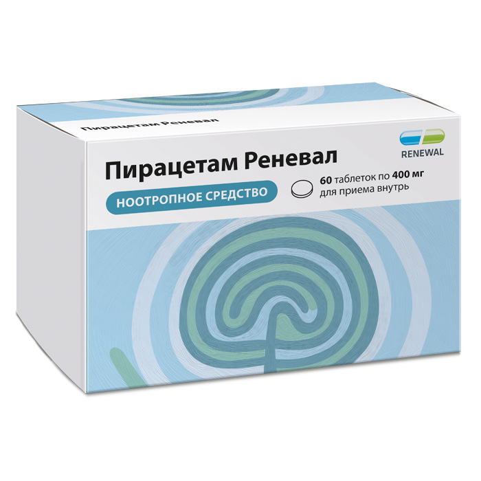 Изображение товара Пирацетам реневал 400 мг 60 шт. таблетки, покрытые пленочной оболочкой
