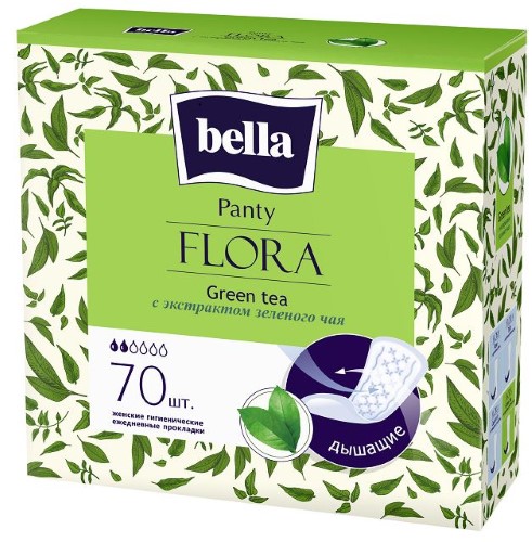 Изображение товара Bella прокладки ежед panty flora green tea с экстрактом зеленого чая 70 шт.