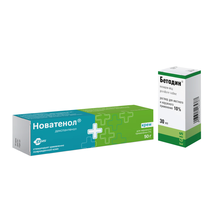 Изображение товара Набор НОВАТЕНОЛ 5% 50,0 КРЕМ Д/НАРУЖ ПРИМ + БЕТАДИН 10% 30МЛ ФЛАК/КАП Р-Р по специальной цене
