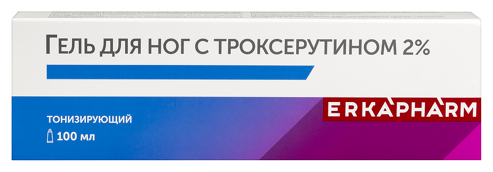 Изображение товара Гель для ног Erkapharm с троксерутином 100 мл – тонизирующее средство для снятия отечности и устало