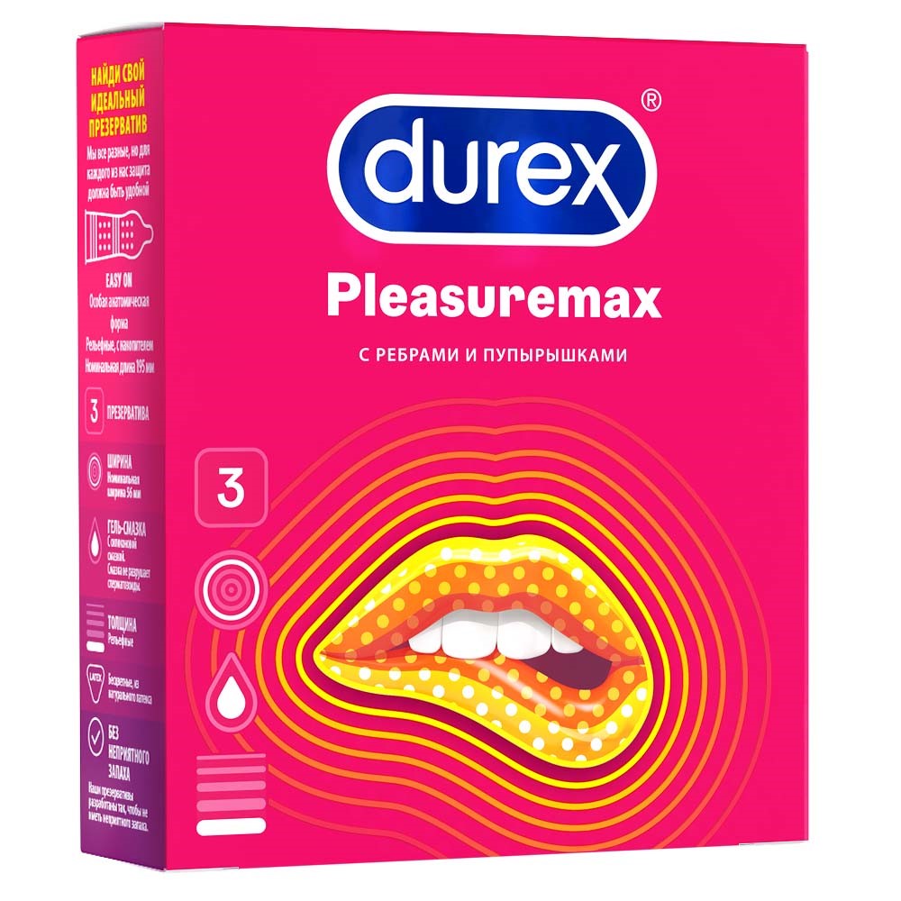 Изображение товара Durex презервативы pleasuremax 3 шт.