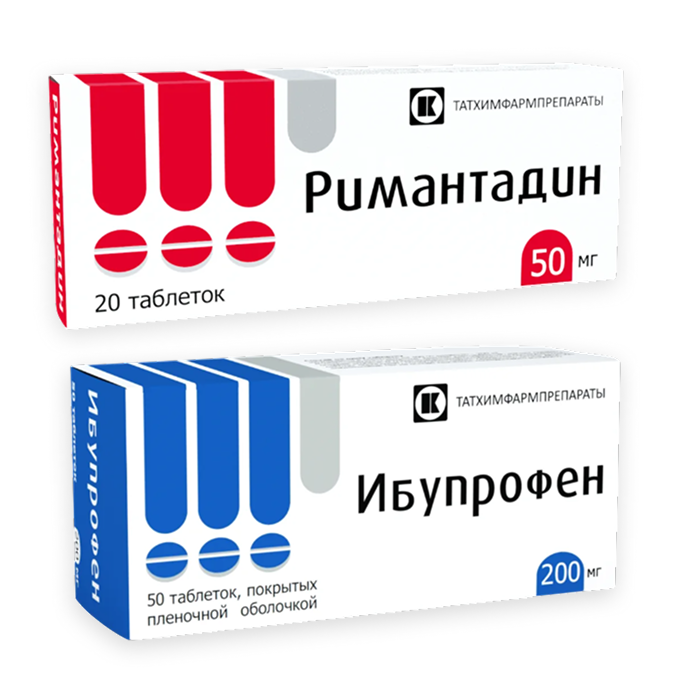 Изображение товара Набор Римантадин 50 мг №20 таб + Ибупрофен 200 мг №50 таб
