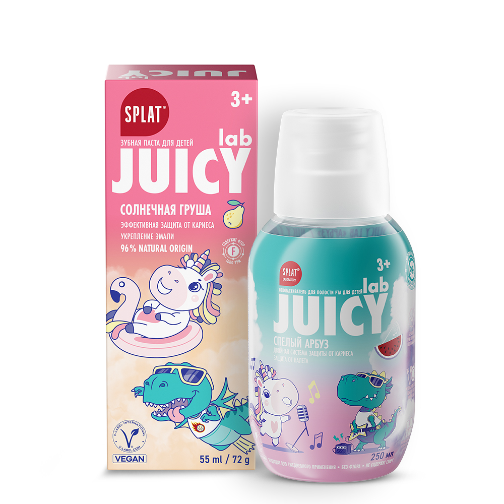 Изображение товара Набор JUICY LAB ЗУБНАЯ ПАСТА С ФТОРОМ СОЛНЕЧНАЯ ГРУША + ОПОЛАСКИВАТЕЛЬ ДЛЯ ПОЛОСТИ РТА АРБУЗ