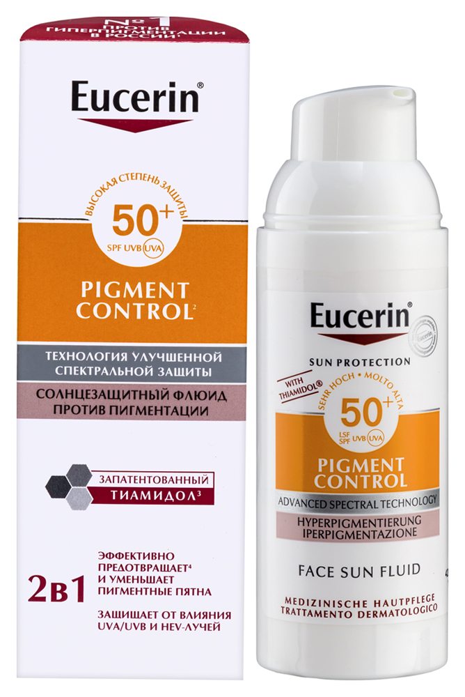 Изображение товара Eucerin солнцезащитный флюид SPF 50+ против пигментации 50 мл для чувствительной кожи