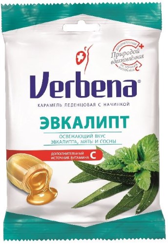 Изображение товара Verbena эвкалипт карамель леденцовая с начинкой 60 гр