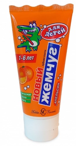 Изображение товара Детская зубная паста Новый жемчуг апельсин 50 мл для детей от 1 до 6 лет