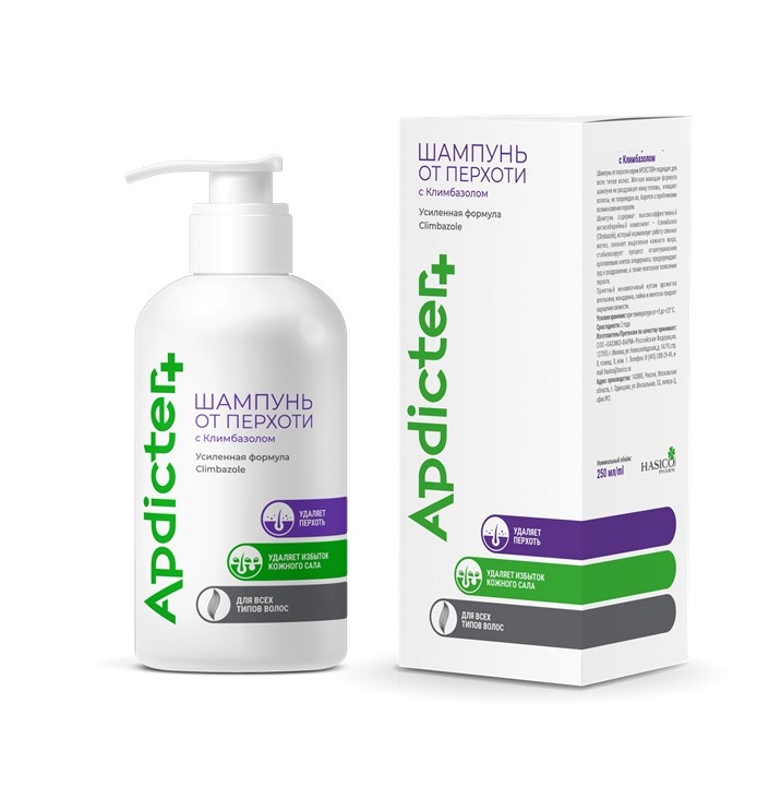 Изображение товара Apdicter+ шампунь от перхоти с климбазолом 250 мл