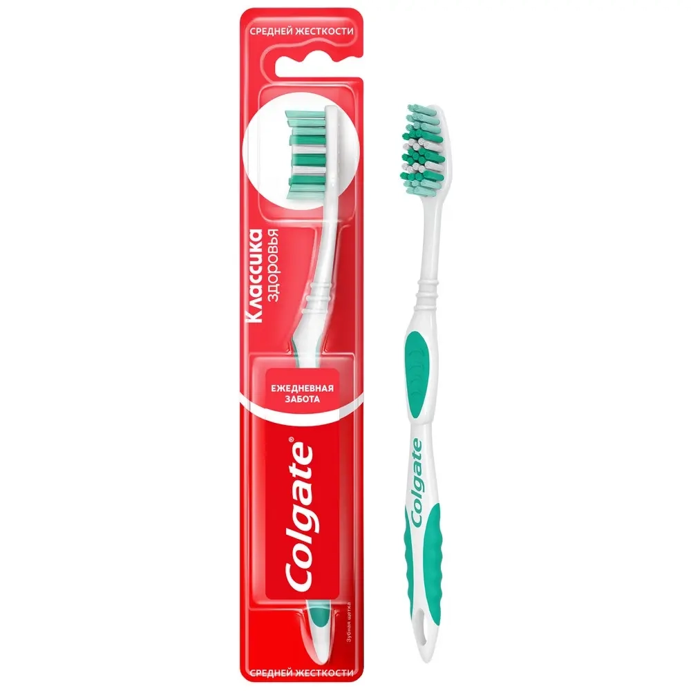Изображение товара Зубная щетка Colgate классика здоровья средней жесткости для ежедневной гигиены Изображение товара Зубная щетка Colgate классика здоровья средней жесткости для ежедневной гигиены