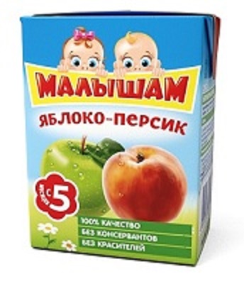 Изображение товара Малышам нектар из яблок и персиков неосветленный 200 мл