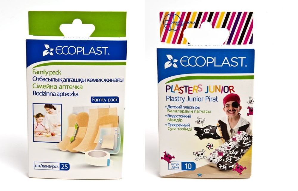 Изображение товара Набор пластырей Ecoplast: Family pack №25 + Junior pirate полимерный 70х20мм №10