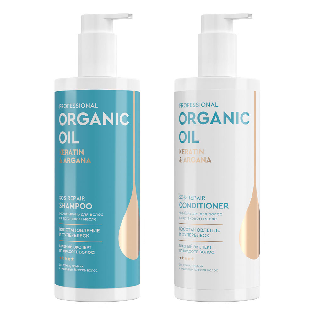 Изображение товара НАБОР PROFESSIONAL ORGANIC OIL КЕРАТИН И АРГАНА - SOS-ВОССТАНОВЛЕНИЕ: ШАМПУНЬ 470МЛ + БАЛЬЗАМ 470МЛ со скидкой