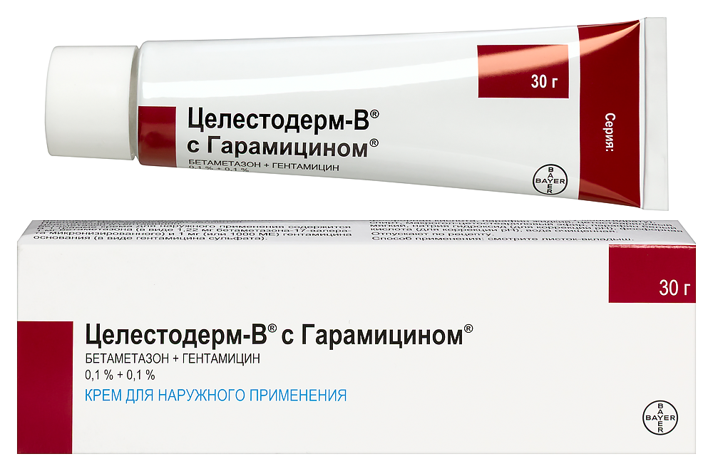 Изображение товара Целестодерм-в с гарамицином 0,1%+0,1% крем 30 г для дерматологических заболеваний