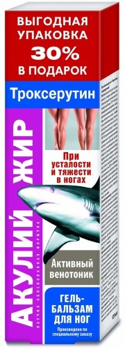 Изображение товара Гель-бальзам для ног с акулием жиром и троксерутином 125 мл для профилактики варикоза