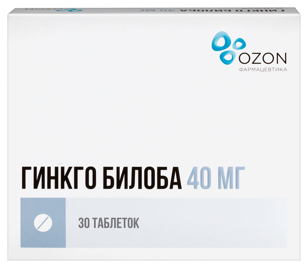 Изображение товара Гинкго билоба 40 мг 30 шт. таблетки для улучшения памяти