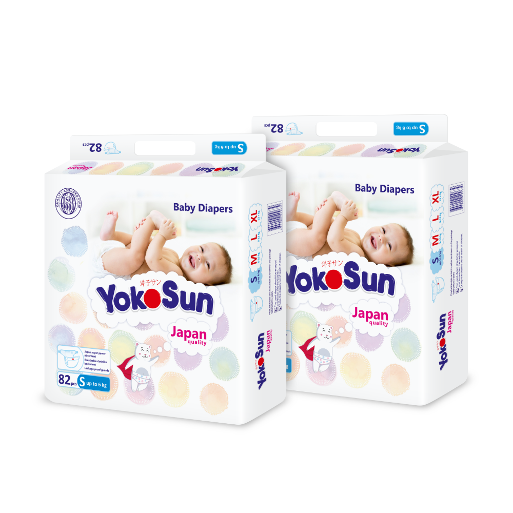 Изображение товара Набор YOKOSUN для детей: 2 упаковки Comfort подгузников S/до 6 КГ/ 82 ШТ.