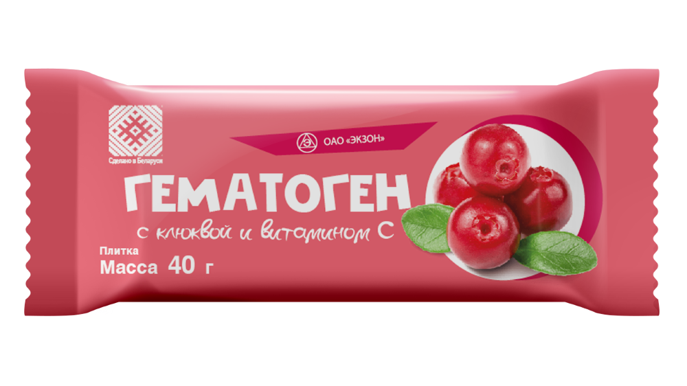 Изображение товара Гематоген с клюквой и витамином с 40 гр плитка