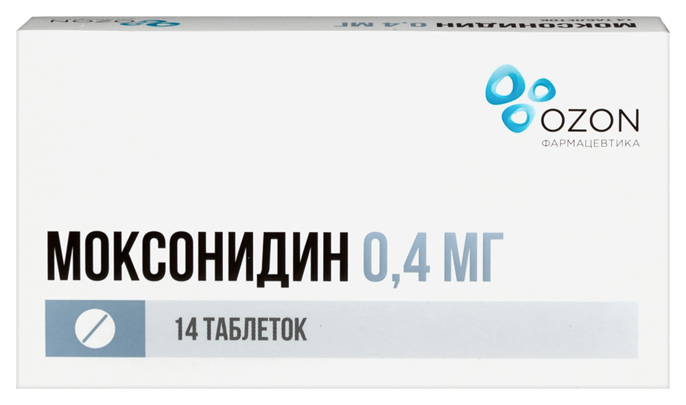 Изображение товара Моксонидин 0,4 мг таблетки 14 шт для лечения артериальной гипертензии
