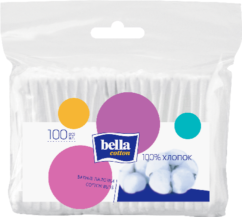 Изображение товара Bella cotton палочки ватные 100 шт./пакет