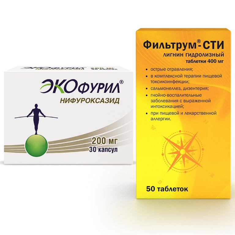 Изображение товара Набор Фильтрум-СТИ таб №50 + Экофурил капс 200мг №30 - со скидкой