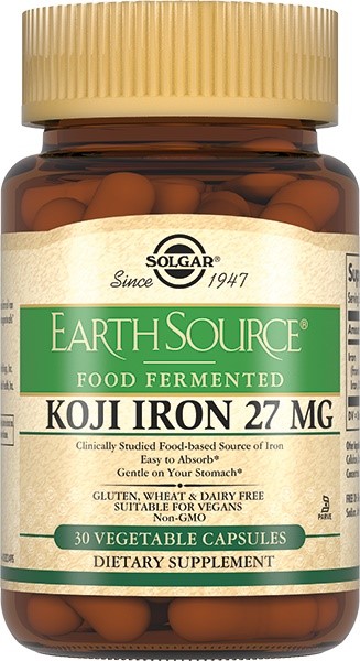 Изображение товара Солгар железо 27 мг в ферментированной культуре коджи 30 шт. капсулы массой 585 мг