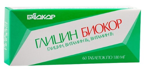 Изображение товара Глицин биокор с витаминами в 1 и в 6 60 шт. таблетки массой 0,18 г