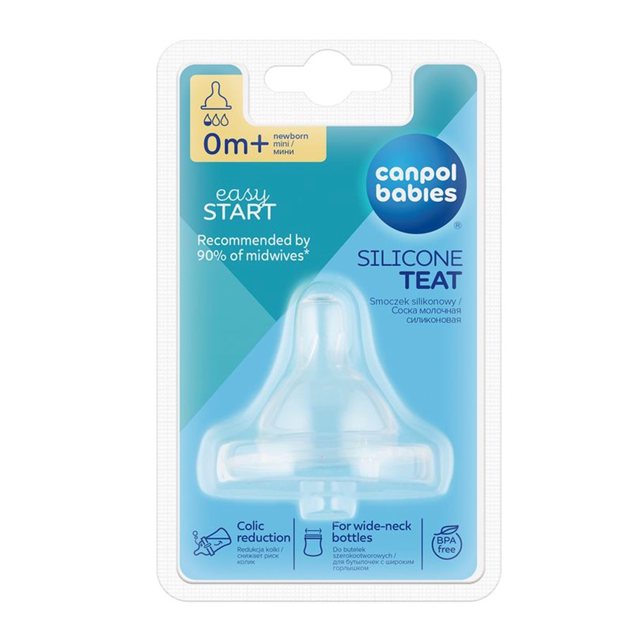 CANPOL BABIES СОСКА СИЛИКОНОВАЯ ДЛЯ БУТЫЛОЧКИ С ШИРОКИМ ГОРЛОМ EASYSTART 0+ N1 инструкция по применению