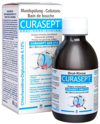 CURASEPT ADS 212 ОПОЛАСКИВАТЕЛЬ ХЛОРГЕКСИДИН ДИГЛЮКОНАТ 0,12% 200МЛ инструкция по применению