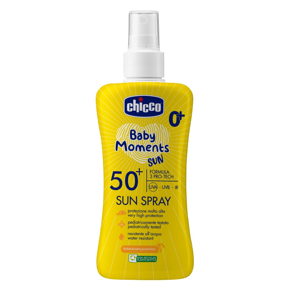 Изображение товара Солнцезащитный спрей Chicco Baby Moments SPF50+ 150 мл для детей с рождения