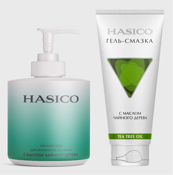 Изображение товара Набор из 2х средств HASICO: гель для интимной гигиены с маслом чайного дерева + ГЕЛЬ-СМАЗКА С МАСЛОМ ЧАЙНОГО ДЕРЕВА 100МЛ