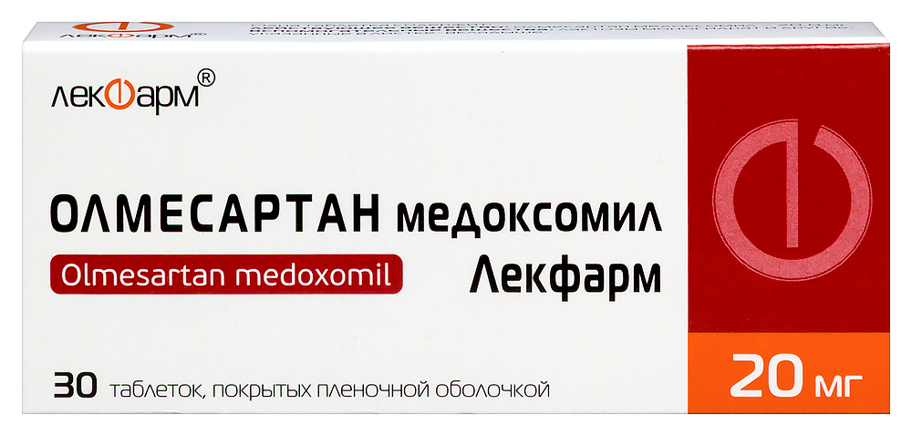 Изображение товара Олмесартан медоксомил 20 мг Лекфарм таблетки покр. 30 шт.