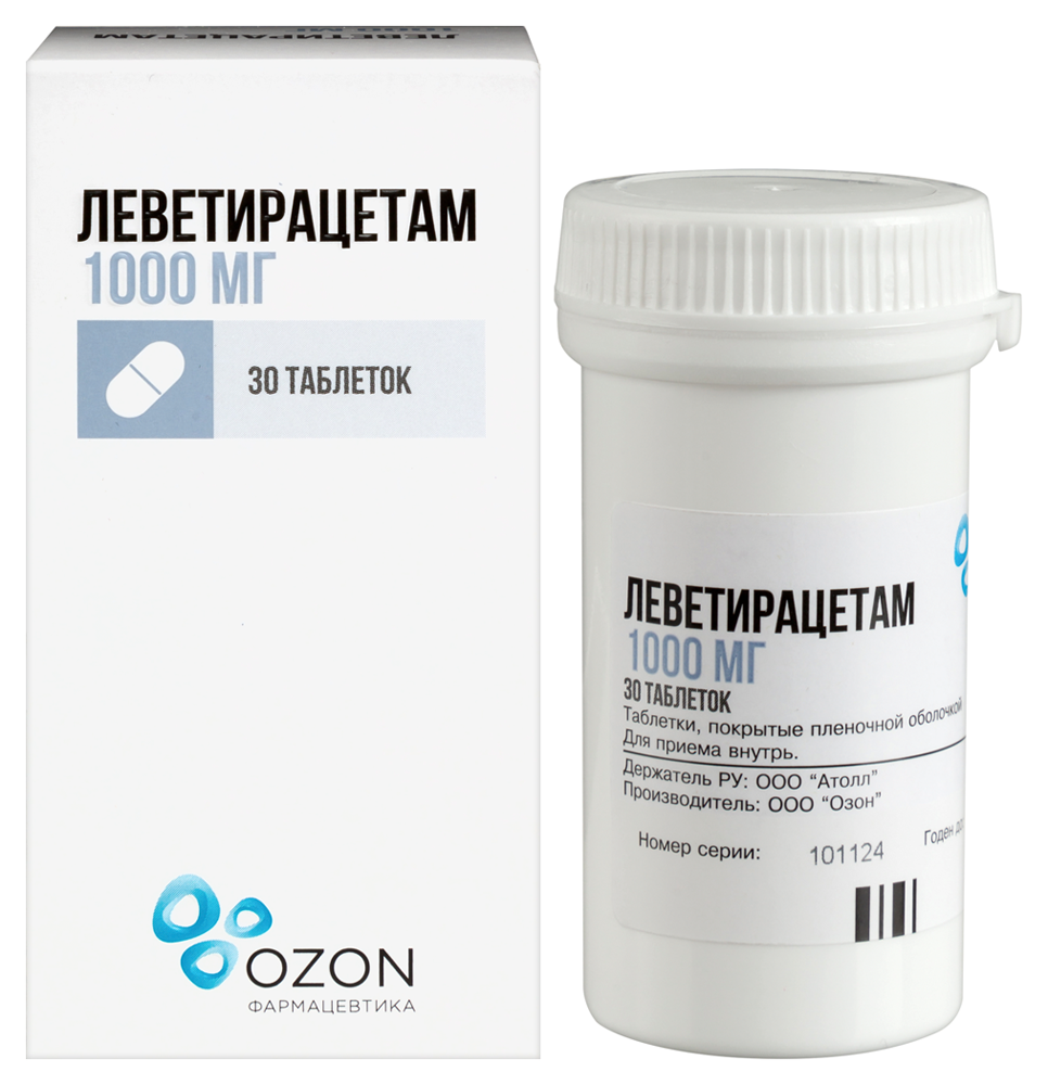 Изображение товара Леветирацетам 1 гр 30 шт. таблетки покрытые пленочной оболочкой для лечения эпилепсии