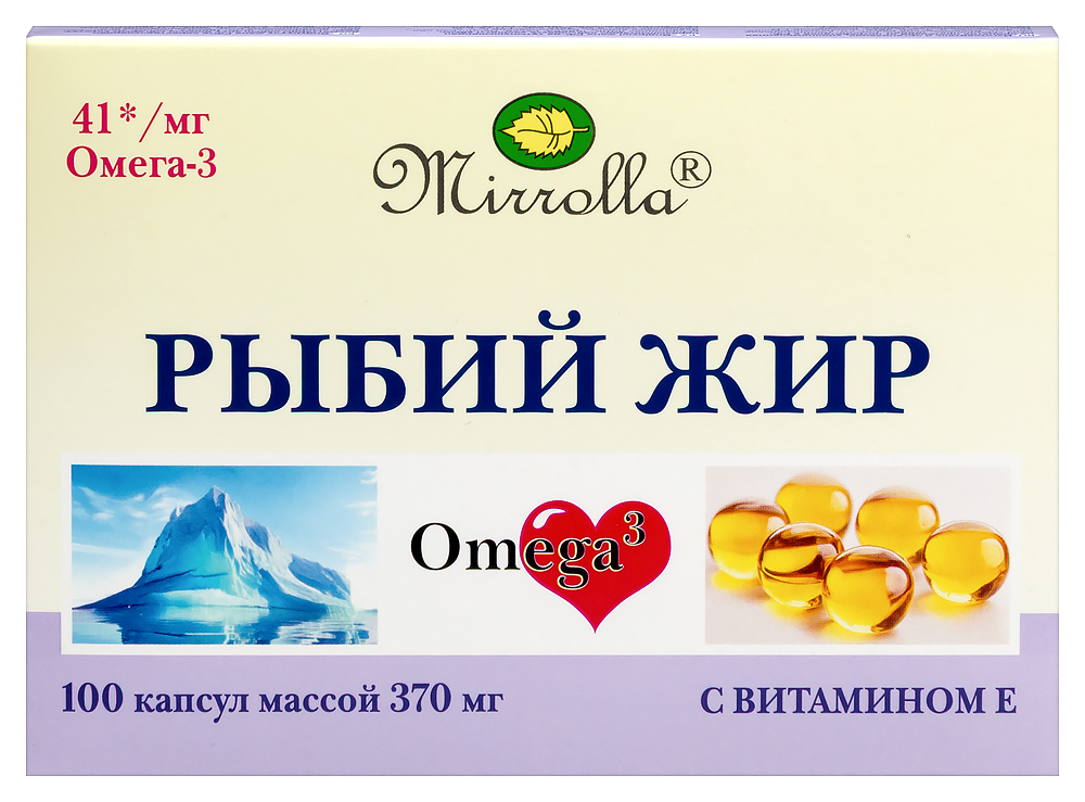 Изображение товара Мирролла рыбий жир с витамин Е 100 капсул для поддержки здоровья