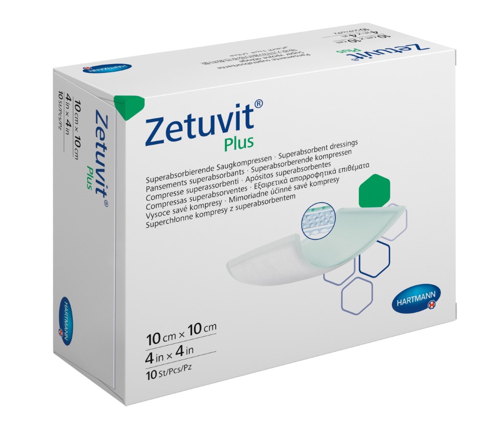 Повязка суперабсорбирующая стерильная zetuvit plus/цетувит плюс 10х10 см 10  шт.