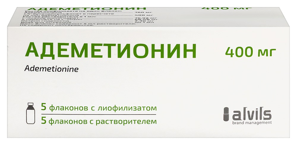 Изображение товара Адеметионин 400 мг 5 шт. лиофилизат для инъекций внутрьридельно и внутримышечно